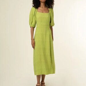 Green FRNCH puff-sleeve dress